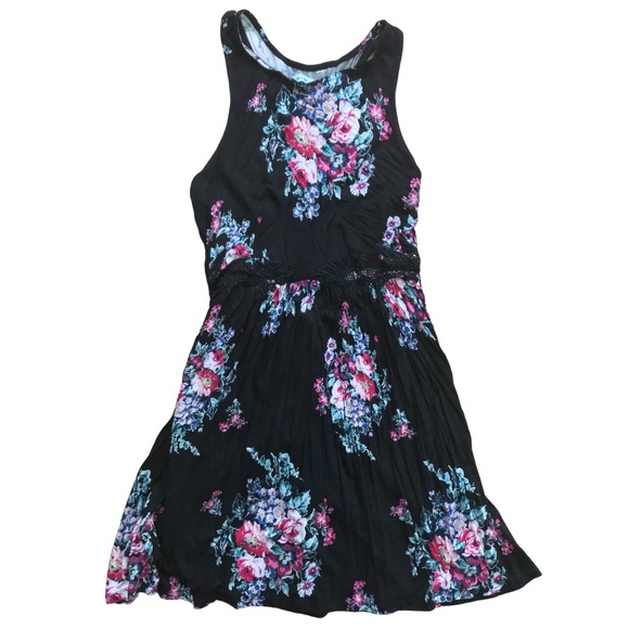 Black Floral T-Back Dress - Picture 1 of 3